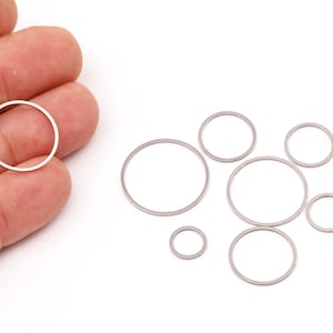 Stainless Steel Circle Link, Round Steel Hoops, Open Circle Connectors, Round Closed Ring, Ring Blanks, Geometric Jewelry Making, LZ-2552-9