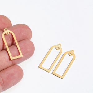 24k Gold Plated Arch Shape Charm, D Shape Connector, Open Teardrop Frame Earring, Modern Geometric Charm for DIY Jewelry, DIY Making, LZ-899
