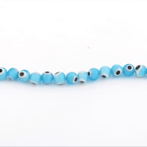 Hand Made Murano Glass Evil Eye Beads, Murano Round Evil Eye Beads, Ball Evil Eye Murano Glass Charms, Lampwork Evil Eye Glass, 6mm, GEM-295