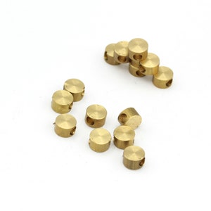 10 pcs,(7 mm)Barrel , Spacer Beads, Solid Brass Beads, Round,Raw Brass Round Coins, Flat Round Beads, Stamping tag  HM-221