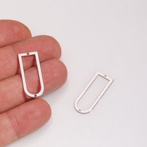 Connecteur en forme de D plaqué rhodium, breloque en forme de D arche, boucle d&#39;oreille en forme de D, boucle d&#39;oreille en forme de goutte d&#39;eau ouverte, breloque en forme de U ouvert, fabrication DIY, LZ-877-6