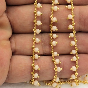 3.3 feet(2x3.5 mm)24 k Gold Plated Crystal Chains, Beaded Chains, Rosary Bead Chains  ZNC-45