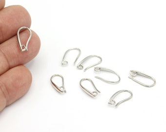 Rhodium Plated Earring Hook, Fish Earrings, Chandelier Earrings, Large Hoops, Earring Settings, Rhodium Plated Earrings, 5 Pcs(17mm)KP-33