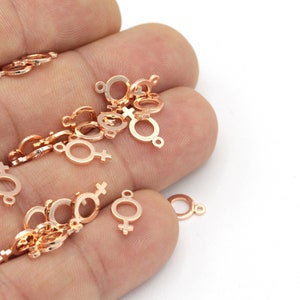 Feminist Venus Symbol, Gender Symbol Necklace, Rose Gold Plated Venus Symbol, Brass Venus Symbol, Necklace Pendant, 2 pcs  (6.5x12mm)ROS-367