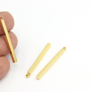 1 Stk., 3x40mm 24k Glänzender Gold bar, Bar Halskette, Bar Anhänger, personalisierte Charms, Namensschild Bar, Vergoldeter Namensschild Anhänger, ALT-780