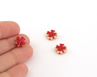 24k Gold Plated Clover Charms, Enamel Clover Beads, Flower Beads, Clover Spacer Beads, Four Leaf Bead, Bracelet Findings,10mm,1Pcs, ALT-1021