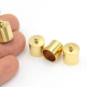 İnner 12mm -24k vergulde eindkappen, koord einde, kralen dop, koord tip, solide eindkap, capsule cap, koord eindpunten, (13x16mm), 2 stuks,, CPS-15