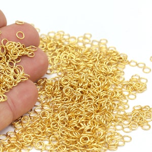 50 pcs,(0.8x5mm) Matt Gold Plated, Gold Brass Jump Rings, Brass Jumprings, Matt Gold Brass Findings, Open Jump Rings, Connector, MAT-108