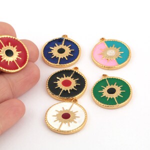 24k Shiny Gold Plated North Star Charms, Enamel North Star Pendant, North Star Medallion, Compass Jewelry, 1pcs, 25x28mm, ALT-1009