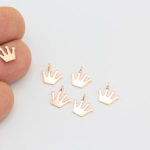 Rose Gold Plated Crown Charms, King Pendant, Rose Gold Plated Charms, Connector, Royal Crown Necklace, 4 pcs,(10x11mm) ROS-321