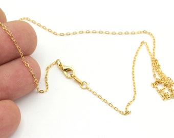 Dainty Necklace Chain- 24k Gold Plated Chains, Soldered Chains, Cable Chains, Finished Chain,15''- 16"-17"-18"-20"-22"-25" (1.8x2mm) ZNC-266