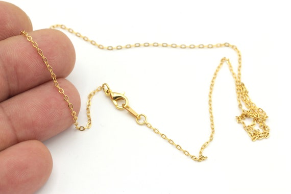 Dainty Necklace Chain- 24k Gold Plated Chains, Soldered Chains, Cable Chains, Finished Chain,15''- 16"-17"-18"-20"-22"-25" (1.8x2mm) ZNC-266