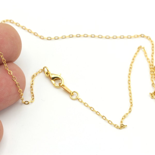 Dainty Necklace Chain- 24k Gold Plated Chains, Soldered Chains, Cable Chains, Finished Chain,15''- 16"-17"-18"-20"-22"-25" (1.8x2mm) ZNC-266