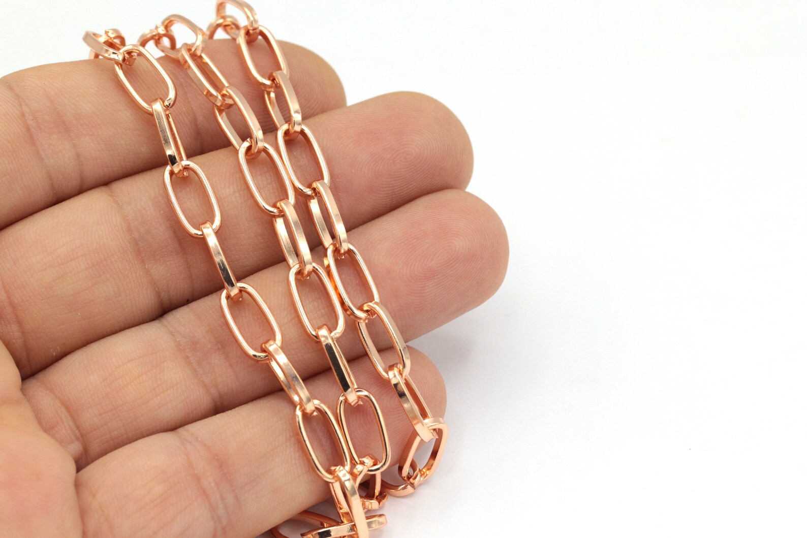 Rose Gold Plated Oval Chains Necklace Chains Oval Rolo Etsy UK