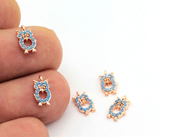 1 unids (6x10mm)Oro rosa plateado Cz Pave encantos propios, Micro Pave colgante propio, pave encantos, conector, zirconia cúbica encantos ZRC-117
