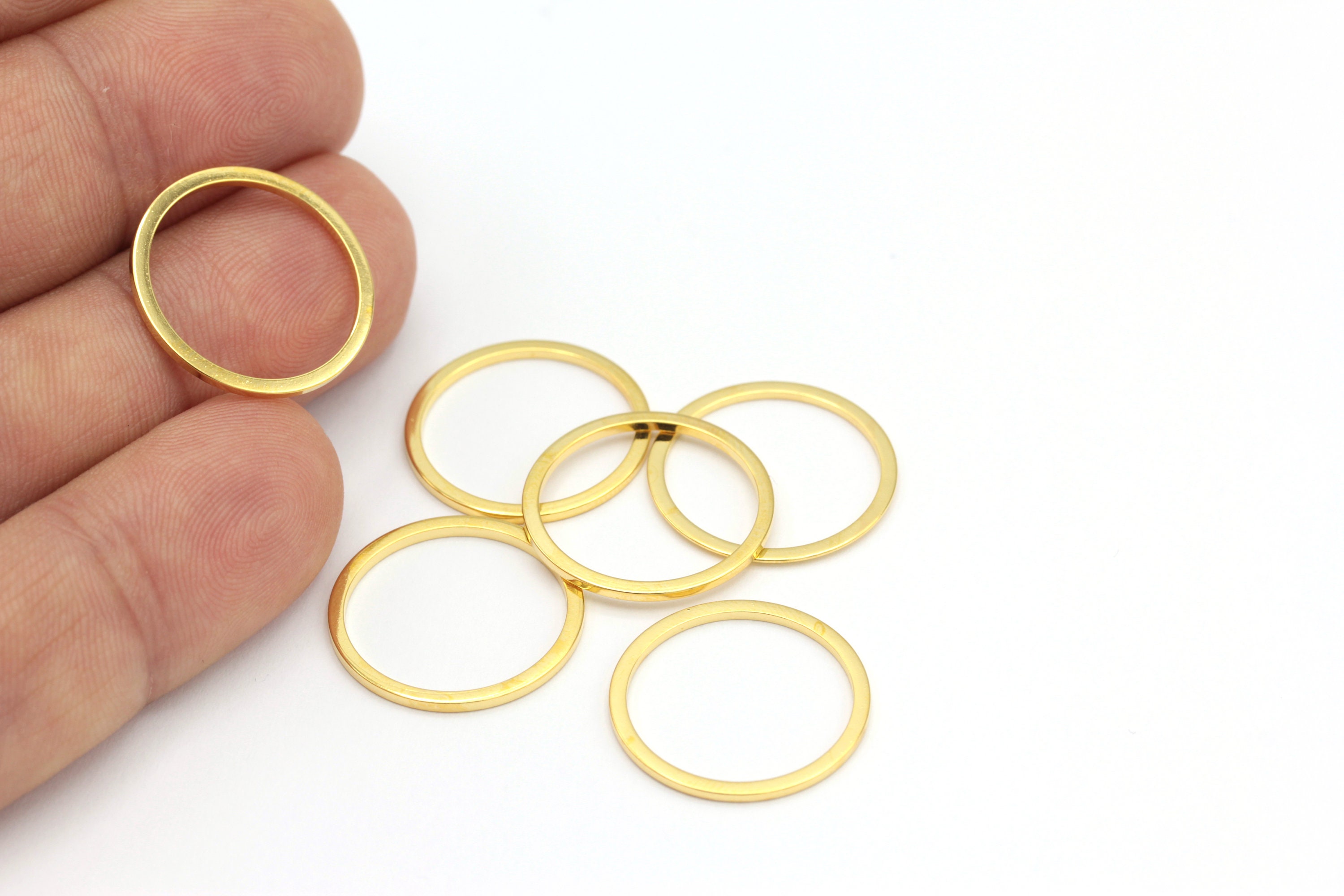 24k Gold Plated Closed Ring, 20mm Shiny Gold Plated Hoops, Circle ...