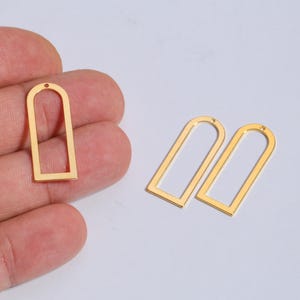 Breloque en forme de D plaqué or 24 carats, Breloque en forme de D arche, Connecteur en forme de D, Boucle d&#39;oreille en forme de larme ouverte, Breloque en forme de U ouvert, Fabrication DIY, LZ-896-6