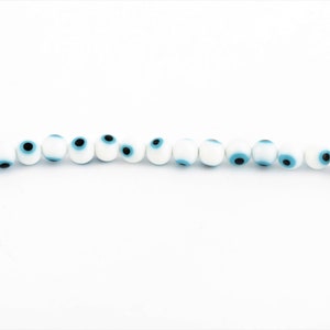 Hand Made Murano Glass Evil Eye Beads, Murano Round Evil Eye Beads, Ball Evil Eye Murano Glass Charms, Lampwork Evil Eye Glass, 6mm, GEM-298