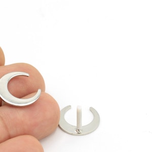 2pcs(16x18mm)Silver Plated Horn Earrings, Horn Earring,Silver Half Moon Earring, Silver Moon Earrings KP-139