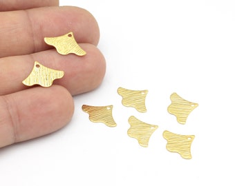 24k Shiny Gold Plated Leaf Charm, Textured Leaf Pendant, Leaf Earrings, Flower Connector, Necklace Findings, 6pcs, 12x16mm, ALT-1275