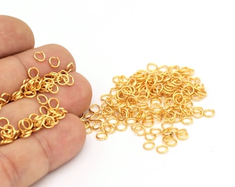50 pcs,(0.8x5mm)24k Gold Plated,Gold Brass Jump Rings , Brass Jumprings, Gold Brass Findings, Open Jump Rings, Connector  ALT-103