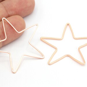 Rose Gold Star Charm, Star Necklace, Brass Star Charms, Brass Star Findings, Sterling Star Charm, Pendant Necklace (40mm) 2Pcs, ROS-178