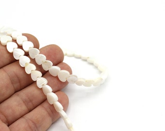 8mm Mother Of Pearl White Heart Beads, Heart Jewelry Beads, Natural Heart Beads, Beads DIY Jewelry Making for Necklace,GEM-184