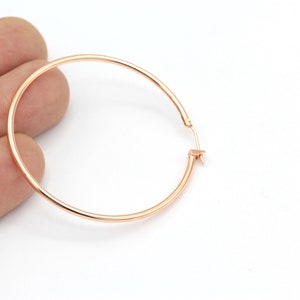 50mm- Rose Gold Plated Earrings Hoop, Hoop Earrings, Brass Earrings, Dangle, Circle, Lock Hoop Earrings  KP-303