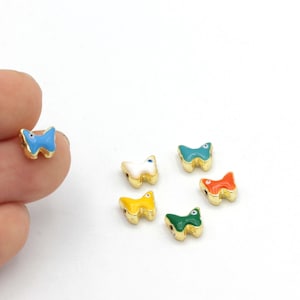 24k Gold Plated Enamel Butterfly Beads, Enamel Tiny Animal Beads, Gold Plated Butterfly Connector, Bracelet Beads,1pcs, 7x8mm, ALT-861