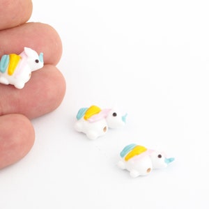 15x19mm Hand Made Murano Glass Unicorn Beads, Murano Animal Beads, Unicorn Murano Glass Charms, Glass Findings, 1 Pcs, GEM-273