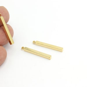 1 Stk., 3x30mm 24k Glänzender Gold bar, Bar Halskette, Bar Anhänger, personalisierte Charms, Namensschild Bar, Vergoldeter Namensschild Anhänger, ALT-778