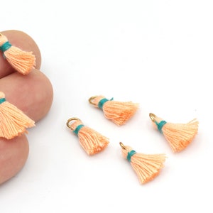 Champagne Tassels, Cotton Tassels, Jewelry Tassels, Mini Colored Tassels, Plush Cotton Tassels For Jewelry Tassel, (2cm), 5 pcs, TSS-8
