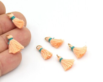 Champagne Tassels, Cotton Tassels, Jewelry Tassels, Mini Colored Tassels, Plush Cotton Tassels For Jewelry Tassel, (2cm), 5 pcs, TSS-8