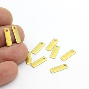 5x15mm Raw Brass Bar Pendant, Brass Nameplate Charms, Personalized Charms, Stamped Necklace, Bar Jewelry Charms, 12 pcs, HM-485