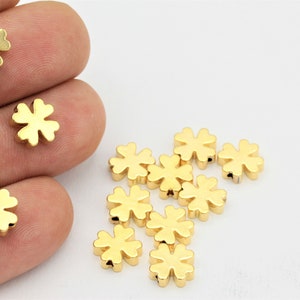 2 piezas, (10 mm) 24k hallazgos de flores chapadas en oro, conector de latón, conector de flor chapado en oro, aparato de alfalfa ALT-262