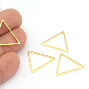 24k Gold Plated Triangle Charms, Triangle Wire, Triangle Necklace, Hollow Triangle Jewelry, Geometric Charms, 4Pcs,(21x24mm)ALT-557