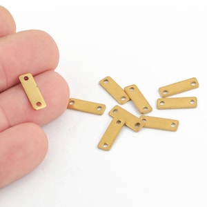 5x15mm Raw Brass Bar Pendant, Brass Nameplate Connector, Solid Bar Charm, Stick Pendant, Handmade Rectangle Link for DIY Jewelry, HM-627