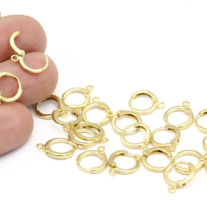 2 Pcs Gold Plated Earring, Leverback Earrings, Dainty Hoop Earrings, Earring Clasp, Earring Earlier, Earring Findings, 12x14mm, KP-413