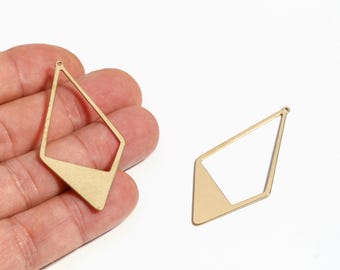 Ruwe messing geometrische omtrek link, modern minimaal sieradendeel, diamantvorm hanger, LZ-1369-7