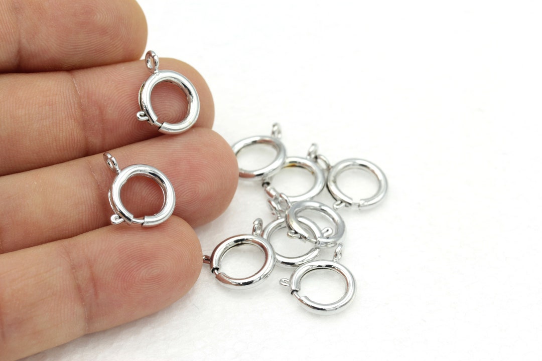 5 Pcs,(14mm)silver Plated Round Spring Clasp ,brass Round Clasp ...