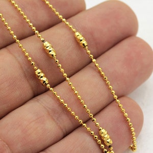 3.3 feet(1.5mm)24 k Gold Plated Stick Ball Chain, Gold Plated Ball Chain With Sticks,Necklace Chains.  ZNC-63