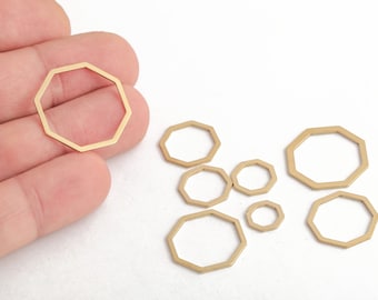 Cadre octogonal en laiton brut, composants de bijoux en métal découpés au laser, connecteur octogonal géométrique, cerceau octogonal, fournitures pour bijoux DIY, LZ-323-1