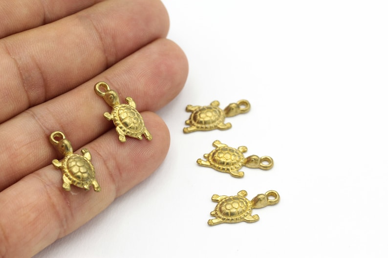Turtle Findings Raw Brass Turtle Pendant Necklace Connector HM-122 Brass Turtle Pendant 11x 22 mm Raw Brass Necklace Pendant
