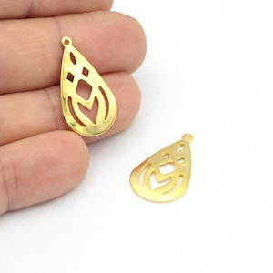 24k Gold Plated Drop Pendant, Tear Drop Charms, Tear Drop Jewelry, Drop Medallion, Gold Plated Drop Earrings, 1Pcs, 16x28mm, ALT-1265