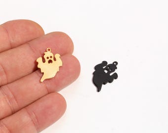 Colgante de fantasma de Halloween, colgante de fantasma dorado, amuleto espeluznante de Halloween, amuleto de fantasma para joyería, amuleto para aretes, material para joyería artesanal, LZ-2197-5