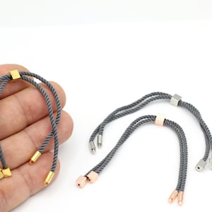 Half Finished Cord Bracelet,Adjustable Slider Stopper Bead Connector Charms for Original Personality Jewelry Making Supplies, 24cm, BLZ-57