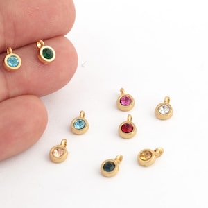 24k Gold Plated Birthstone Charms, Birthstone Cubic Pendant, Gold Plated Birthstone Jewelry, CZ Pave Birthstone, 6x9mm, 1Pcs, ZRC-496
