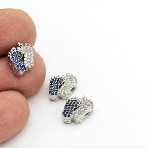 1pcs(11x12mm)Silver Plated Foot,Foots Pendant, CZ Foots Charm, Tiny Foots Charm, Foots Bracelet ,Baby Foot Charms  ZRC-50