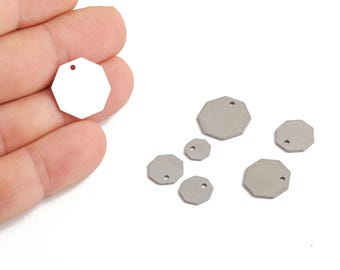 Découpes octogonales en acier inoxydable, étiquettes d'estampage et de gravure, connecteur octogonal, pendentif octogonal, accessoires pour colliers et bracelets DIY, LZ-498-1