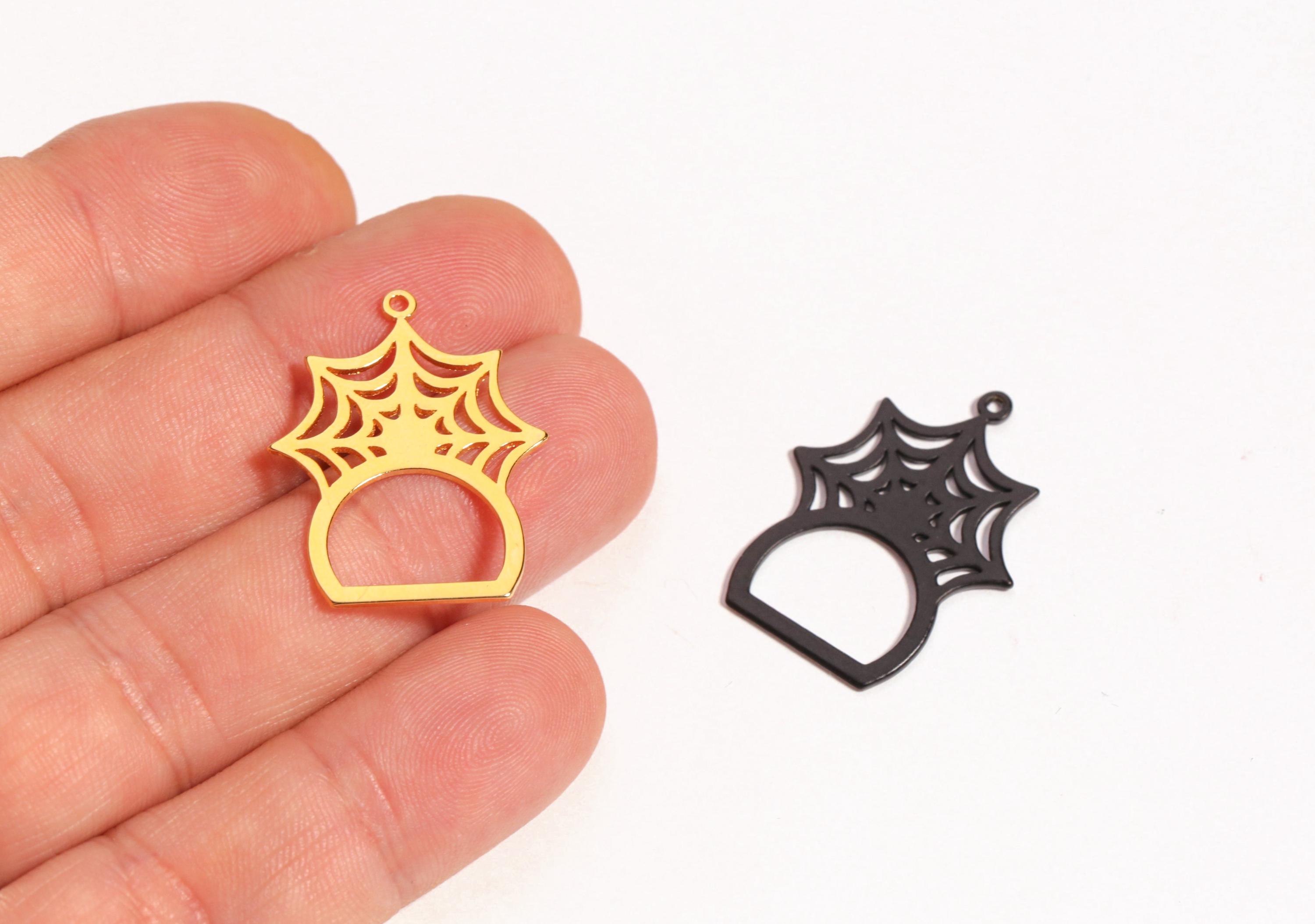 Spider Web Charm for Earrings or Necklace, Spider Web Pendant, Halloween Goth Spooky Jewelry Supplies, Witchy Halloween Jewelry, LZ-2020-4